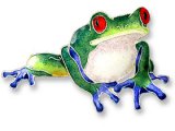 Blue-Toed Sterling Enamel Frog Pin