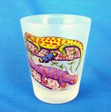Colorful Geckos Frosted Shot Glass