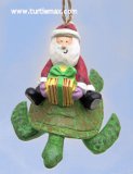 Santa on a Sea Turtle Ornament
