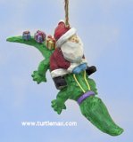 Santa on a Alligator Ornament