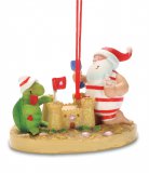 Resin Santa, Turtle and Sandcastle ornament
