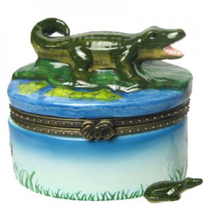 Trinket Box - Porcelain Alligator