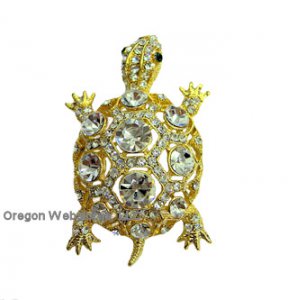 Golden Crystal Turtle Brooch/Pendant