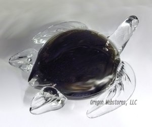 Swirly Brown-Shelled Art Glass Sea Turtle