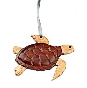 Carved Wood Sea Turtle Ornament