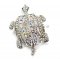 Silver Stripey Crystal Turtle Brooch/Pendant